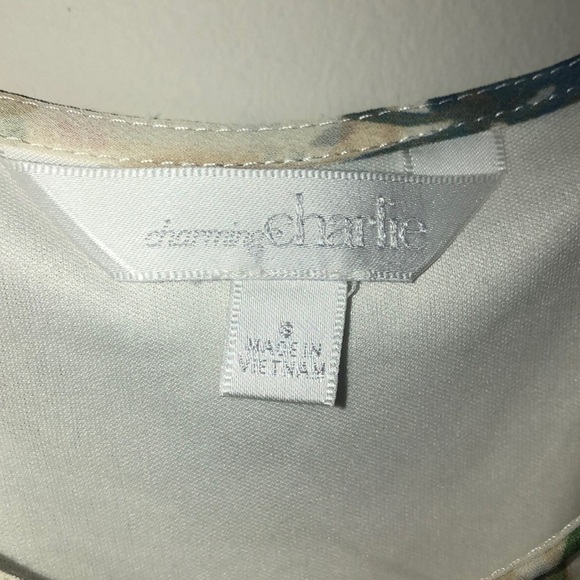 2/$15 Charming Charlie - Blue Cream Floral Sleeveless Mini Dress Size S - Picture 4 of 6